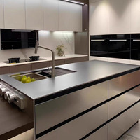 Armoire modulaire de cuisine en acier inoxydable chaude armoire de cuisine de comptoir de villa de grande île étanche pour la maison
