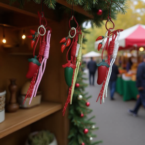 Llavero de chile rojo, verde, negro, rosa, blanco, 2 por color, adorno decorativo colgante - Product Image 3