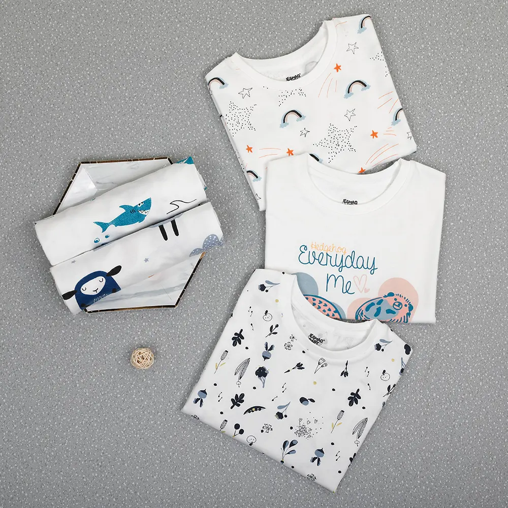 Conjunto de camisetas para bebês, 3-36 meses, orgânico, manga curta, camisetas de tripulação