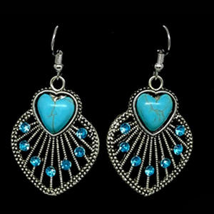 Lot de Boucles d'Oreilles Pendantes Bohèmes en Alliage Plaqué Argent avec Feuilles Turquoises pour Femmes, Style Western, Fabrication Chinoise, Vente en Gros - Product Image 6