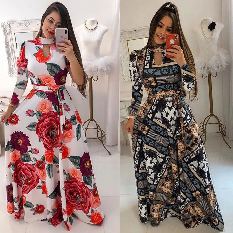 Frauen lässig afrikanischen Kitenge Kleid Designs Blumen gedruckt Maxi kleid Damen Holiday Party langes Kleid Plus Size Sommerkleid
