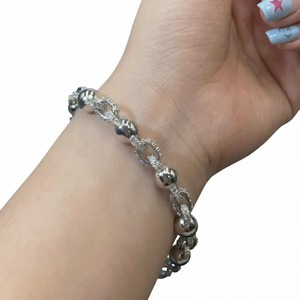สร้อยข้อมือเงินแท้ 925 ประดับมอสซาไนต์ทรงกลม ขายดีที่สุด สำหรับผู้หญิง สวมใส่ได้ทุกวัน งานแต่งงาน งานหมั้น และงานปาร์ตี้ - Product Image 1
