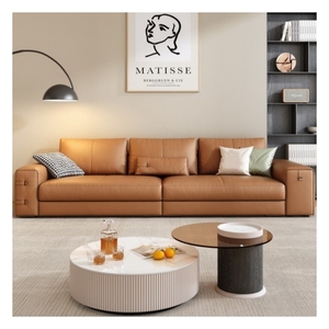 Bộ ghế sofa da bò thật 2 chỗ ngồi kiểu Ý, bán chạy, phong cách hiện đại Bắc Âu, lớp trên bằng da bò cao cấp - Product Image 2