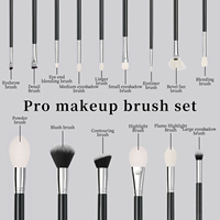 15 pinceaux de maquillage professionnels de haute qualité, poils synthétiques, manche noir, personnalisables avec logo, pour le visage, qualité supérieure, originaux