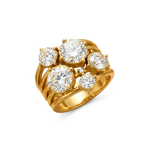 Bague en acier inoxydable incrustée de diamants multiples, style luxe léger transfrontalier, design exagéré, <span class=keywords><strong>cadeau</strong></span> - Product Image 4