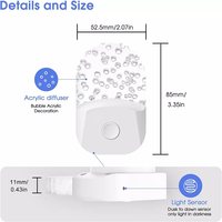 Lampu malam LED Sensor cahaya, colokan gelembung akrilik 3000 W Mode dinamis suhu putih hangat 0.5 K warna RGB
