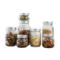 Grand récipient de stockage en verre de 64oz pour salade de légumes, confiture de boissons froides, couvercle fendu 100/250/480/750/1000 mL