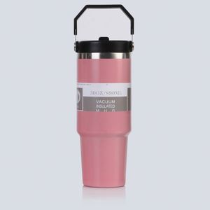 Gobelet isotherme de voyage pour voiture 20oz 30oz avec poignée, couvercle, paille et base antidérapante pour boissons froides et chaudes - Product Image 5