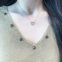 Collier pendentif de luxe en platine Pt950 avec diamant de laboratoire en forme de cœur et étoile, ensemble de bijoux fins, colliers délicats pour femmes