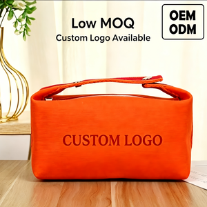 Low MOQ Custom Logo Makeup <strong>Bag</strong> Canvas <strong>Cosmetic</strong> <strong>Bag</strong> with Handle Zipper <strong>Large</strong> <strong>Capacity</strong> Portable Hanging <strong>Travel</strong> Pouch <strong>Bag</strong> for Women - Product Image 1