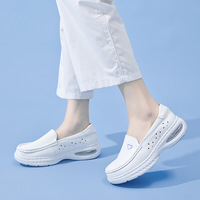 Chaussures d'infirmière en cuir de vachette blanc de qualité supérieure, légères, avec coussin d'air, absorption des chocs, faciles à enfiler, pour les professionnels de la santé en milieu hospitalier