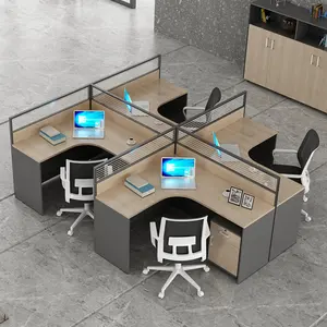 Mobiliário de escritório de partição moderna, centro de chamadas modular para 4 pessoas, estações de trabalho de escritório cubicicleta