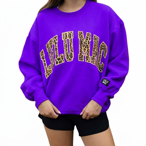 Hot Sale Ladies Soft Fleece Interior Casual Crewneck Sweatshirts Chenille <b>Animal</b> <b>Pattern</b> Letter Customize Low MOQ Label Clothing - Product Image 3