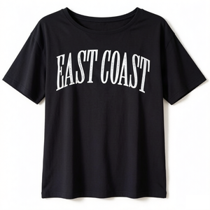 T-shirt personnalisé avec logo, t-shirt graphique à col rond noir surdimensionné pour femmes, imprimé East Coast Arch, t-shirt décontracté streetwear unisexe OEM - Product Image 3