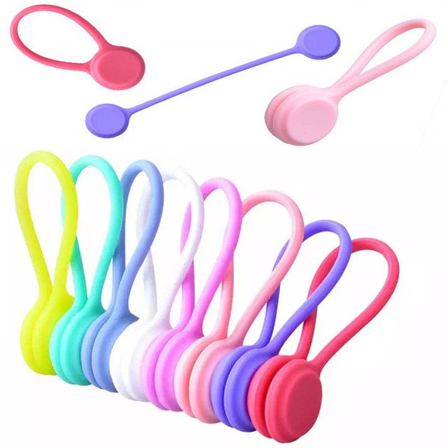 Strong Magnet for Bundling and Organizing Wire Cable Management Silicone Cable Ties Cord Winder Magnetic Cable Clips