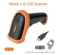RADALL Lector de Códigos QR 1D 2D, Escáner de Códigos de Barras Inalámbrico Automático de Mano, Interfaz USB COM, 200 Lecturas/Segundo, Alcance Exterior de 100m