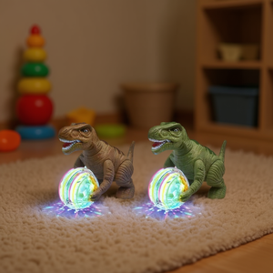 Mi Casita Electric T-Rex Dinosaur Toy With Light And Music For Kids Age 2 To 4 Years Plastic Mix Of Green And Brown - Product Image 2