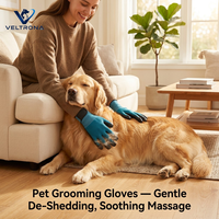 Guantes de Aseo para Mascotas, Perros y Gatos, para Eliminar Pelo Suelto, Bañar, Cepillar, Antiarañazos, con Nódulos de Silicona Suave, Masajeadores, para Uso en Seco y Húmedo, Talla Única