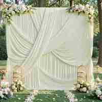 Cortina de tela rosa grande con lazo para decoración, telón de fondo de gasa suave en blanco y negro para escenario, cumpleaños, bodas