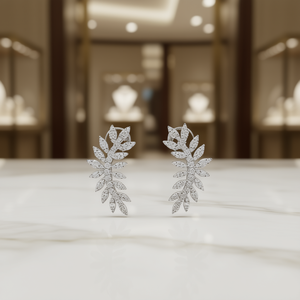 Orecchini in Oro Bianco con Diamanti Taglio Marquise Colore G Diamanti Naturali Gioielli Classici da Sposa per Donna - Product Image 2