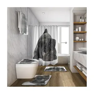 サングラス犬のシャワーカーテン動物ダイビングバスタブ写真バスルームの装飾ポリエステル洗えるシャワーカーテン