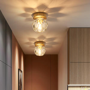 Lámpara de Techo LED de Cristal y Cobre, Estilo Nórdico Moderno Minimalista, para Balcón, Entrada, Pasillo - Product Image 6