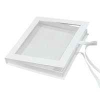 Boîte cadeau carrée de luxe avec logo personnalisé, en carton rigide, fermeture magnétique, avec couvercle à rabat et fenêtre en PVC transparent