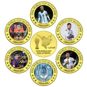 Metal Craft 2022 Fußball World-Cupp Benutzer definierte Goldmünzen Weltmeister Spieler Argentinien Messi Gold Challenge Münze für Fans Geschenk
