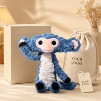 Peluche singe bleu personnalisée, directement de l'usine, en coton PP, avec broderie artistique, OEM ODM, poupée de personnage en peluche pour marques IP originales