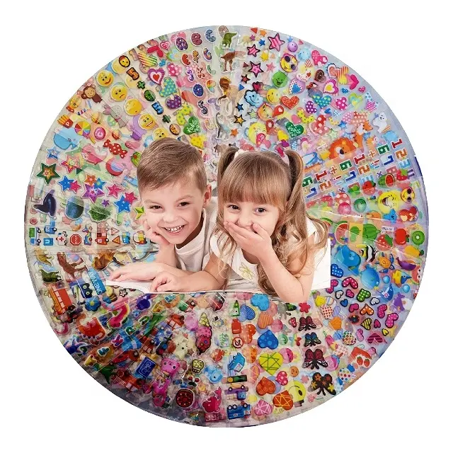Stiker Dekorasi Epoksi Anak-anak 3D Label Gelembung Mendukung Kustom