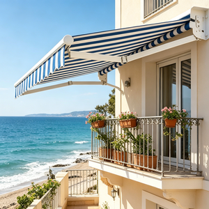 Toldo Retráctil con Tela a Rayas Personalizada, Estructura de Aluminio Resistente, Cubierta Impermeable para Protección Solar - Product Image 1