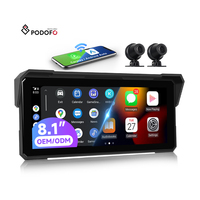 Podofo 8,1-Zoll-Motorrad DVR tragbares drahtloses Carplay Android Auto Rückfahr kamera Druckerkennung Autoradio Autoradio