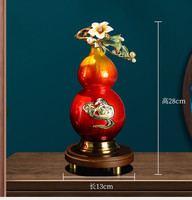 Ornements en métal émaillé de style chinois, en forme de gourde, pour la décoration de la maison, du salon, du meuble TV, du porche et du meuble à vin
