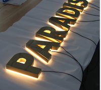 Lettres en métal rétroéclairées vertes, logo de magasin d'entreprise, signalétique personnalisée, résistante à l'eau, à la pluie et à la neige, enseignes lumineuses