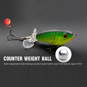 Leurre de pêche flottant SKM Whopper Popper pour carpe et brochet, double hélice, queue souple rotative, appât dur, leurre nageur pour achigan, 9g/16g - Product Image 3