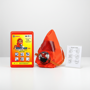 Capucha de escape de incendios desechable naranja estándar europeo con filtro de humo, material de goma - Product Image 3