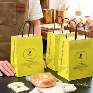 Custom Eco-Friendly Recyclable <b>Biodegradable</b> Kraft Paper <b>Packaging</b> Bags with Custom Logo for Bakery Desserts Cakes - Product Image 1
