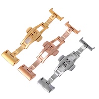 Boucle de montre de luxe 16 mm 18 mm 20 mm, fermoir papillon en acier inoxydable noir poli et or rose pour montre Armani