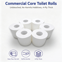 Rouleaux de papier toilette premium écologiques, dissolvables et compatibles avec les fosses septiques, 4 plis, épais, résistants, absorbants et gaufrés pour salle de bain