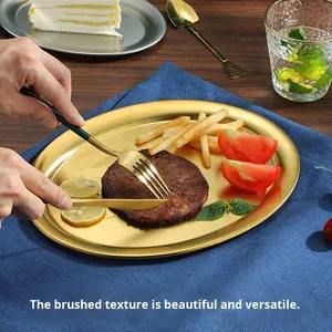 Plateau ovale <span class=keywords><strong>moderne</strong></span> en acier inoxydable Offre Spéciale servant une <span class=keywords><strong>assiette</strong></span> à poisson épaissie en or <span class=keywords><strong>Assiette</strong></span> à dessert fabriquée à l'origine - Product Image 3