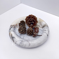 Plateau de vanité rond minimaliste en marbre pour salle de bain, organisateur de bijoux en pierre naturelle polie