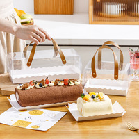 Boîte d'emballage rectangulaire pour gâteau roulé suisse avec poignée