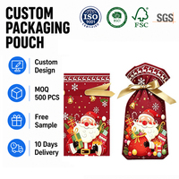 Nouveau sac en ruban PE recyclable personnalisé à fermeture éclair trois côtés pour bonbons de Noël, pochette à main, vente transfrontalière