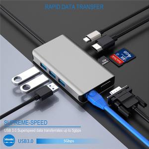 Estación de acoplamiento <span class=keywords><strong>Usb</strong></span> <span class=keywords><strong>C</strong></span> de transferencia de fecha de aluminio 10 en 1 con soporte para computadora portátil Cable combinado Vga <span class=keywords><strong>Displayport</strong></span> <span class=keywords><strong>MacBook</strong></span> <span class=keywords><strong>Pro</strong></span> Estación de acoplamiento - Product Image 5