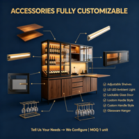 Armoire à vin moderne et écologique sur mesure avec porte en verre et éclairage LED |   Cadre en fer noir noyer |   Conception 3D Gratuite 48h |   Vin