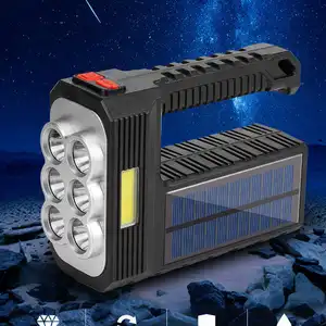 Outdoor High-Power Lantern Spotlight Searchlight Plastic Camping Solar Rechargeable Flashlight