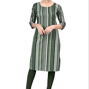Premium Green Crepe Kurti Nuevas mangas de moda Impreso Ropa informal étnica para fiesta Festivo Indio paquistaní - Product Image 1