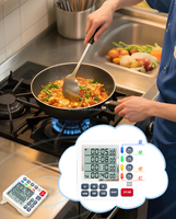 Timer Dapur Digital untuk Memasak, 4 Saluran, Timer Hitung Mundur dengan Alarm Keras & Mode Senyap, Perekat Magnet, Memori Otomatis