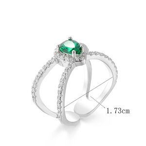 Anello Aperto Regolabile con Croce in Pietra Verde, Anello Creativo da Dito per Donne - Product Image 4