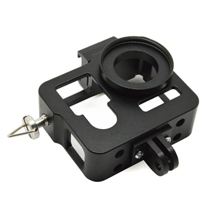 Boîtier de protection en alliage d'aluminium pour caméra d'action <span class=keywords><strong>GoPro</strong></span> <span class=keywords><strong>Hero</strong></span> <span class=keywords><strong>4</strong></span> 3+ 3 avec capuchon d'objectif et sangle de poignet - Product Image 4